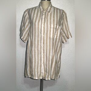 Linen club room Striped Beige and White linen shirt size large